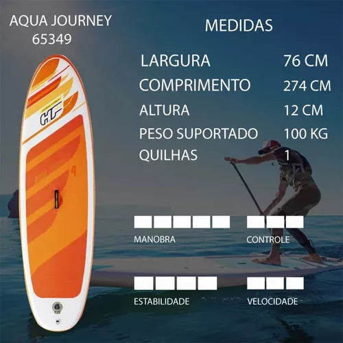 Prancha Stand Up Inflável Aqua Journey 110 Kg Bestway  Cor Laranja